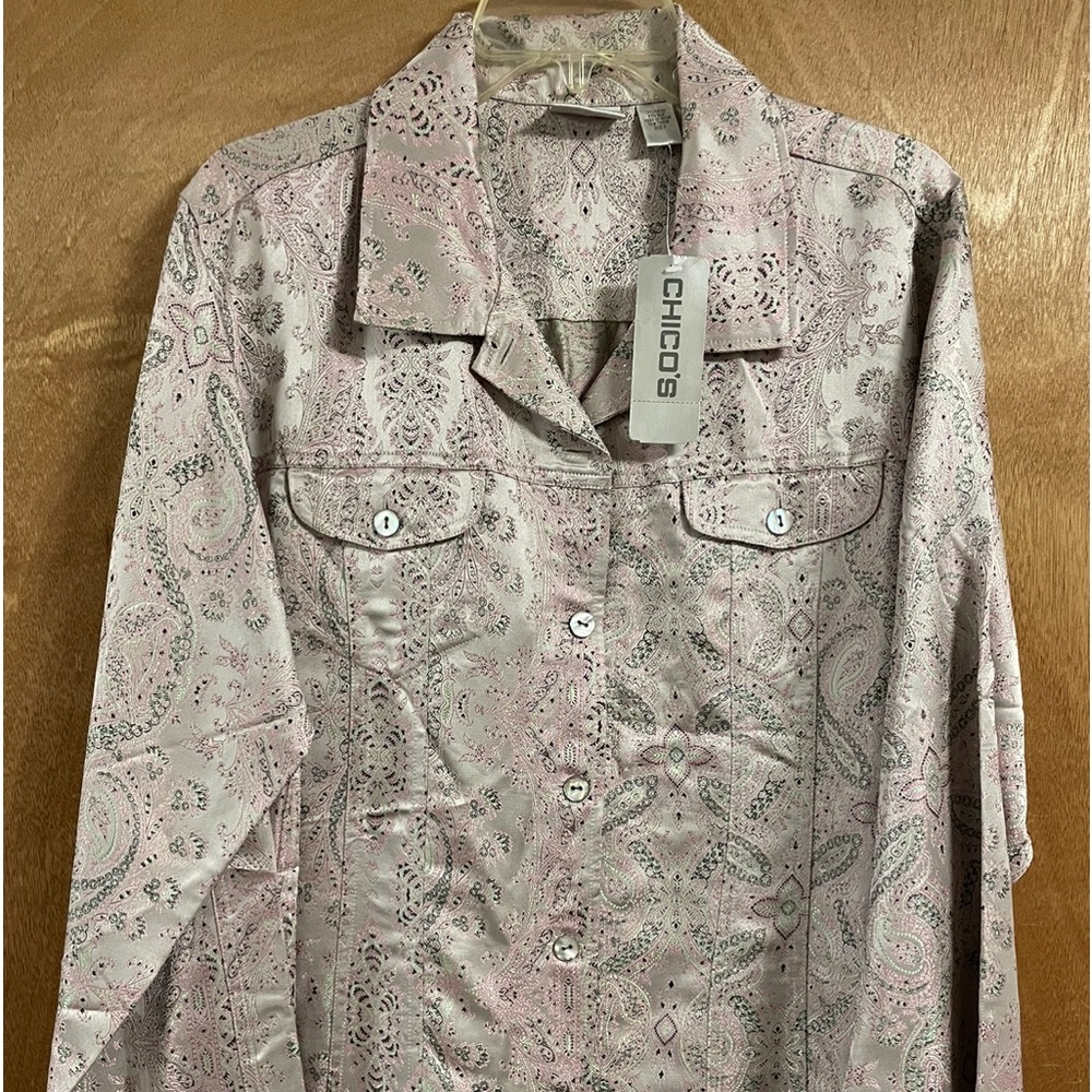 Chico’s Satin Look Jacket  -  Size 3